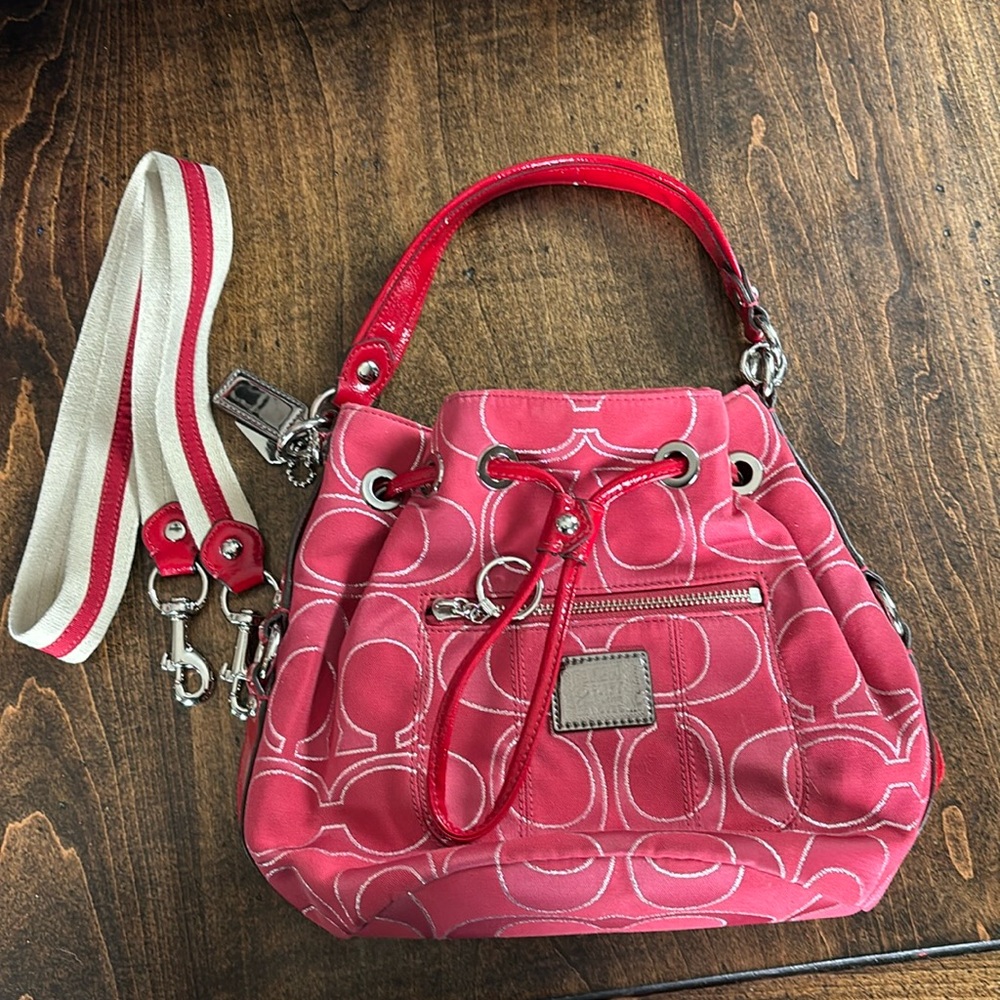 COACH POPPY LUREX CINCH DRAWSTRING TOTE BUCKET SHOULDER BAG '17930'